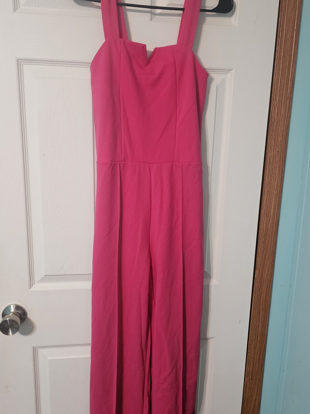 Pink Wide-Leg Jumpsuit with Square Neck